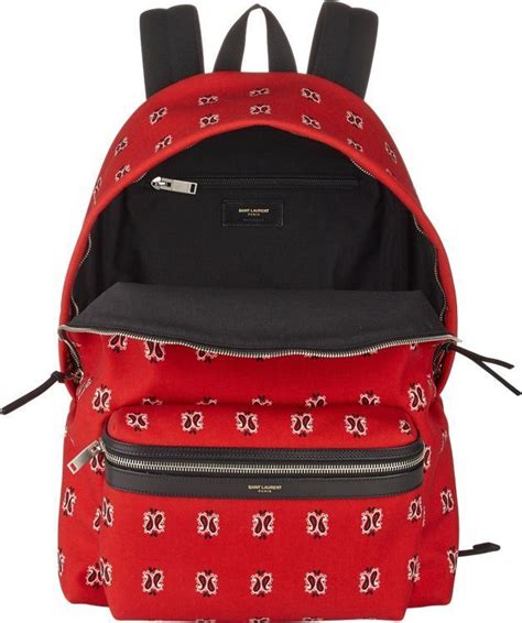 SAINT LAURENT Canvas Bandana Print Hunting Backpack Red 